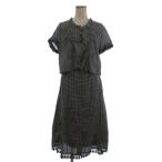  не использовался товар t.bsenso Uni ko с биркой выставить блуза короткий рукав юбка linen. серебристый жевательная резинка проверка чёрный белый 38 #FF