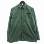 ステューシー STUSSY シャツ 長袖 ポケット バック刺繍 緑 グリーン S メンズ