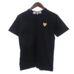 プレイコムデギャルソン PLAY COMME des GARCONS Tシャツ カットソー 半袖 クルーネック ゴールド色 ハート AZ-T216 S 黒