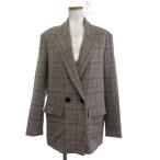 ザラ ZARA テーラードジャケット ブレザー ダブル チェック グレー系 S ■FF レディース