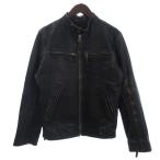 ディーゼル DIESEL ライダースジャケット ブルゾン シングル フルジップ 羊革 ラムレザー 黒 ブラック S メンズ