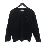 ショッピングedition ラコステ LACOSTE 美品 EXCLUSIVE EDITION カーディガン 長袖 鹿の子 Vネック コットン ワニロゴ SH203PL 黒 ブラック S
