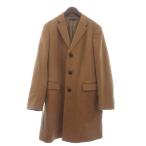 ユニクロ UNIQLO 美品 チェスターコート ロング丈 長袖 総裏 ウール カシミヤ混 400518 茶 ブラウン L メンズ
