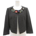 ショッピングポールスミス ポールスミス ブラック レーベル Paul Smith BLACK LABEL ノーカラージャケット クロップド丈 40 ダークグレー ビジュー