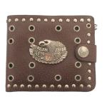 ショッピングアメリカンイーグル 美品 アメリカン プライド American Pride 二つ折り財布 イーグル 装飾 レザー 茶 ブラウン ウォレット ■GY99 メンズ