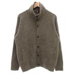 ユニクロ UNIQLO スフレヤーンスタンドカラーカーディガン ニット 長袖 厚手 ウール混 L 茶 ブラウン351-461407 /GV メンズ