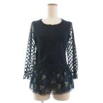 アナスイ ANNA SUI カーディガン ボレロ 長袖 レース 花柄 コットン 黒 ブラック S ■FF レディース