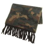 ポロ ラルフローレン POLO RALPH LAUREN マフラー ストール カモフラ フリンジ ウール 迷彩柄 緑系 カーキ ☆AA★ レディース