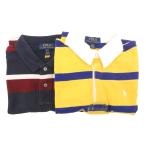 ポロ ラルフローレン POLO RALPH LAUREN ポロシャツ まとめ 2点セット ボーダー ポニー刺繍 半袖 L 14-16 黄 イエロー 紺 ネイビー