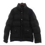 バーバリーブラックレーベル ダウンジャケット ブルゾン フルジップ 裏地チェック ロゴ刺繍 黒 ブラック LL メンズ