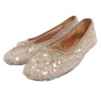 ザラ ZARA スパンコール バレエシューズ フラットシューズ ベージュ系 37 レディース