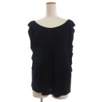 フェンディ FENDI カットソー ノースリーブ 無地 バックボタン 38 黒 ブラック イタリア製 レディース