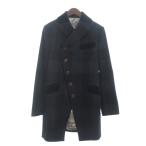 ショッピングヴィヴィアン ヴィヴィアンウエストウッドマン ヒストリカルコート ミドル丈 ウール チェック 変形 ベルベット VW-W1-89189 紺 黒 44 メンズ