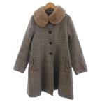 メゾピアノ mezzo piano スペシャリー コート ミドル丈 フェイクファー リボン グレンチェック グレー系 S キッズ