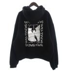 ザラ ZARA ウータン WU-TANG パーカー スウェット プルオーバー 裏起毛 バックプリント 刺繍 黒 ブラック M メンズ