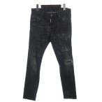 ショッピングディースクエアード ディースクエアード DSQUARED2 Skater Jean デニムパンツ スキニー ダメージ加工 S79LA0007 黒 ブラック 44 メンズ