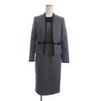 ホブス HOBBS セットアップ ワンピース ノースリーブ ひざ丈 ジャケット ブレザー 総柄 紺 ネイビー UK6 ■FF レディース