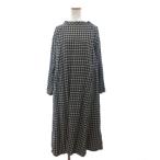 ショッピング古着 フォーティーファイブアールピーエム  45R 45rpm ワンピース 長袖 ロング丈 チェック コットン 紺 ネイビー レディース