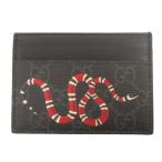 グッチ GUCCI 美品 カードケース パスケース キングスネーク プリント 総柄 GG 451277 黒 ブラック 小物