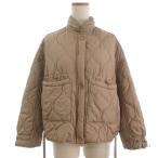 ザラ ZARA ドロスト キルティング ジャケット 中綿 ベージュ M レディース