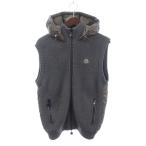 モンクレール MAGLIONE TRICOT GILET ダウンベスト フード ジップアップ ロゴワッペン 420919436800 94111 グレー M ☆AA★ メンズ