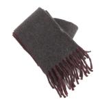 ポロ ラルフローレン POLO RALPH LAUREN 美品 マフラー ストール フリンジ ロゴ刺繍 ポニー ウール ダークグレー 小物 メンズ