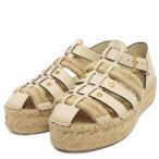 トリーバーチ TORY BURCH サンダル エスパドリーユ オープントゥ レザー 白 ホワイト 6.5 レディース