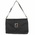 フェンディ FENDI マンマバケット ハンドバッグ トート 肩がけ ズッカ柄 総柄 スクエア 黒 ブラック 鞄 レディース