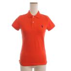 ラルフローレン RALPH LAUREN ポロシャツ カットソー 半袖 鹿の子 ワンポイント ロゴ刺繍 オレンジ S ■GY35 レディース