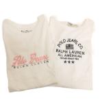 ラルフローレン RALPH LAUREN 2点 セット まとめ Tシャツ カットソー 半袖 ロゴプリント S M 白 ホワイト レディース