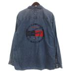 ショッピングダンガリー トミー TOMMY ジーンズ JEANS デニムシャツ ダンガリー 長袖 スナップボタン ロゴ L 青 ブルー メンズ