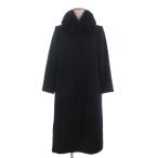 アグアマリナ AGUAMARINA ロングコート 比翼 襟ファー ウール 黒 ブラック 9A2 レディース