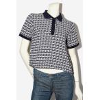 2021SS ZARA ザラ レトロジャガード 半袖 ニット ポロシャツ S NAVY ネイビー 1930/029 /◆☆ レディース
