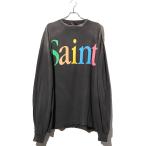 2025SS SAINT Mxxxxxx セントマイケル LS TEE SAINTヴィンテージ加工 プリント ロングスリーブ 長袖Tシャツ XXL BLACK ブラック SM-HR8-000