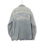 24FW Supreme シュプリーム Faux Shearling Lined Work Shirt アップリケ アーチロゴ ボア デニムシャツ L Washed Indigo Denim ウォッシュ