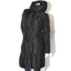 ショッピングBURBERRY BURBERRY LONDON バーバリー ロンドン 比翼仕立て バーバリーチェック ベルト・フード付 ロング丈 ダウンコート 38 ブラック FS355-900-09