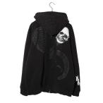 ショッピングスカル STUSSY ステューシー 00's Vintage ヴィンテージ スカル柄 ジップアップパーカー XL BLACK ブラック /●