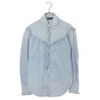 POLO RALPH LAUREN ポロ ラルフローレン ラッフルトリム フリル デニム シャツ XS BLUE ブルー 211704811001 /◆☆ レディース