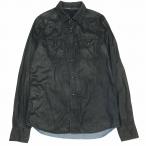 ショッピングウエスタン ディーゼル DIESEL ウエスタン シャツ ペイント加工 ペンキ デニム ダンガリーシャツ スナップボタン カットソー M 黒 ブラック メンズ