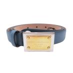 未使用品 ドルチェ&ガッバーナ DOLCE&GABBANA ロゴプレート レザーベルト スクエアバックル ハトメタイプ ナロー 2cm幅 85CM/34INCH/YM3