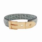 極美品 vintage オールドグッチ GUCCI クロコレザー バングル ベルトモチーフ ブレスレット アクセサリー ヴィンテージ イタリア製