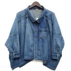 【中古】ジョンブル JOHNBULL ビッグ デニム シャツ 七分袖 ドルマン ポンチョ風 AS700 インディゴ F 美品 レディース 【ベクトル 古着】