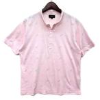 エポカ ウォモ EPOCA UOMO ボタンダウン オープンカラー ポロシャツ 半袖 フェザー ロゴ 総柄 ピンク L メンズ