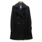 ショッピングBURBERRY バーバリーブルーレーベル BURBERRY BLUE LABEL ダブルブレスト ウール コート 裏地チェック ブラック 黒 36 レディース