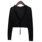 バーバリーブラックレーベル BURBERRY BLACK LABEL シアー ニット ボレロ カーディガン フリル 長袖 ネイビー 紺 38 レディース