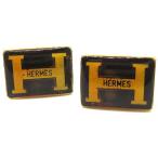  Hermes HERMES H Logo квадратное запонки Gold Vintage *AA*