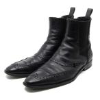 ルイヴィトン LOUIS VUITTON ウィングチップ サイドゴア ブーツ レザー ブラック 黒 8.5 約27.5cm メンズ