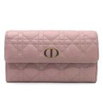 クリスチャンディオール Christian Dior カロ カナージュ 二つ折り 長財布 ロングウォレット レザー ピンク S5039UWHC レディース