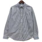 ジムフレックス Gymphlex ストライプ ボタンダウン シャツ 長袖 ワンポイント ネイビー ホワイト 紺 白 L J-0643 TSS メンズ
