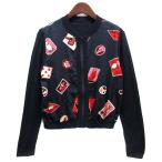 ピーエスポールスミス PS Paul Smith トラベルバッジ リバーシブル ジャケット サテン ジャガード ネイビー 紺 M レディース